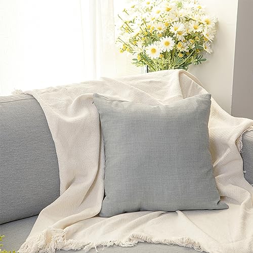 GREATOYAR Juego 2 Cojines de Imitación de Lino, Cojín con Relleno, Antiácaros e Hipoalergénica, para Sofá y Cama, Decoración del Hogar con Cremallera Invisible, 2 Unidades, 45x45cm, Color Gris