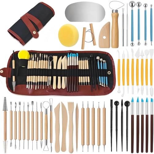 Catálogo para Comprar On-line Herramientas de modelado , tabla con los diez mejores. 41 Herramientas para Arcilla 48pcs,Kit de Herramientas para Tallar Cerámica, Juego de Escultura de Arcilla Multiusos Con Bolsa de Almacenamiento, Que Incluye Una Variedad de...