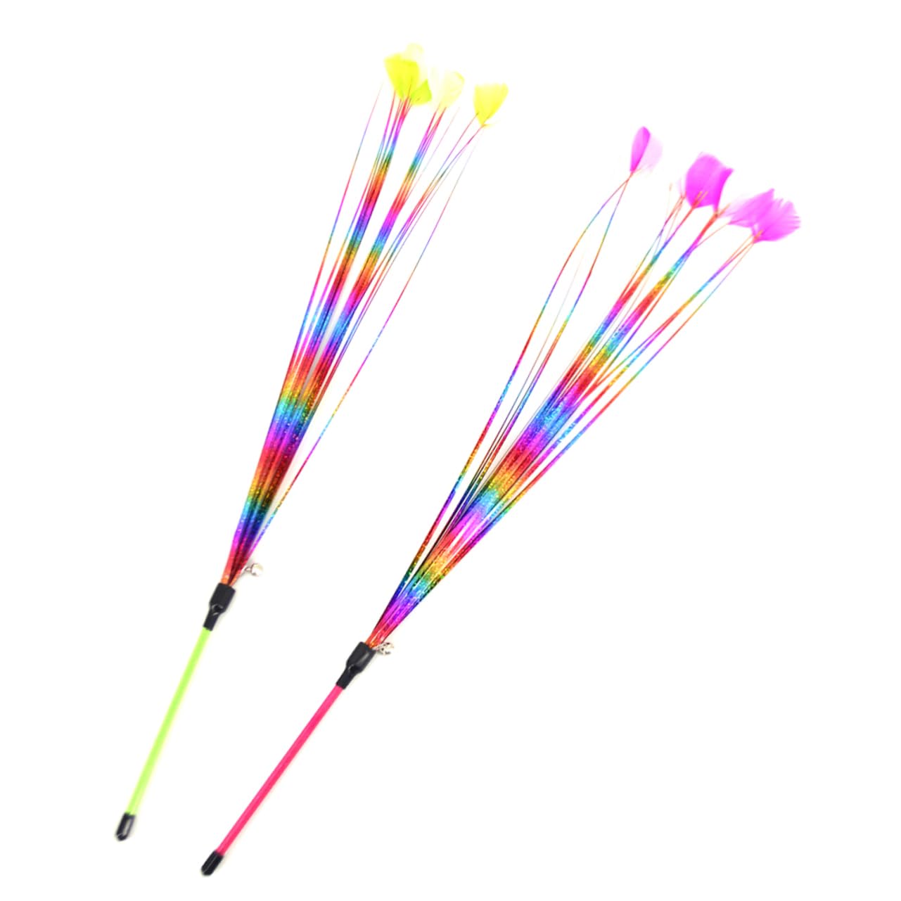 CIYODO 2pcs Cat Teasing Stick for Cat Toys Interactive Kitten Toys Bright Colors