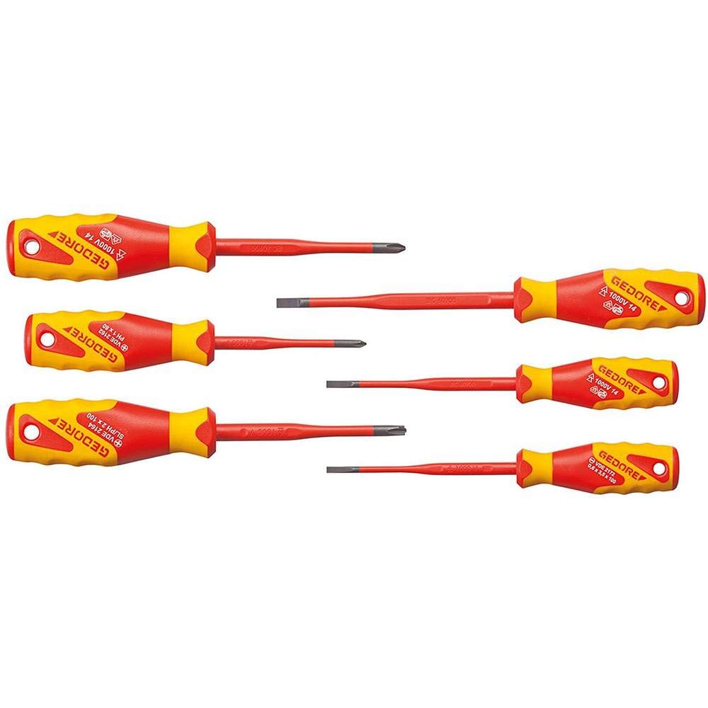Gedore VDE 2162-2172 PM-06 Juego de Destornilladores Slim Drive, Set de 6 Piezas
