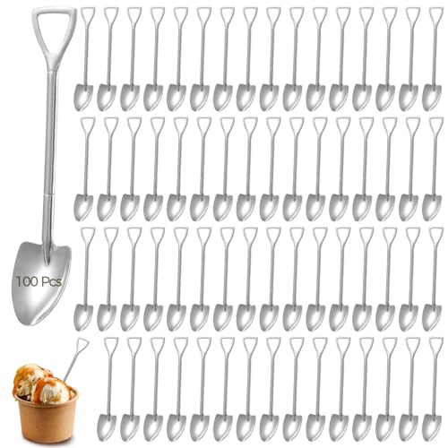 Vestamore 100 cucharas de acero inoxidable, cucharas de postre reutilizables con acabado suave, ideales para fiestas, eventos y pequeñas porciones de alimentos