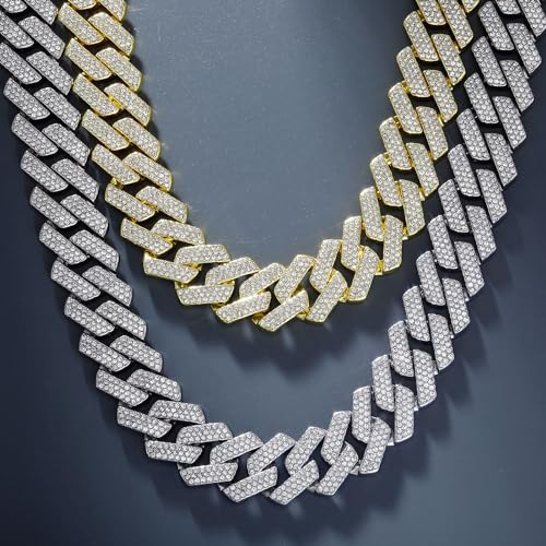 JINAO Cuban Link Chain for Men - 20MM Iced Out Miami Mens Necklace 14K Gold Plated Cubic Zirconia Women Hip Hop Jewelry3