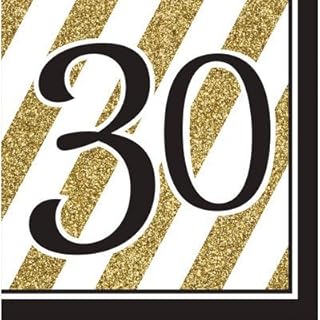 Black and Gold 30th Birthday Napkins (Set of 16) [Set of 16]