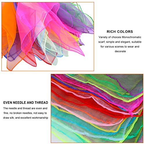 12pcs Sensory Scarves Square Dance Scarves, Juggling Silk Scarf Props Music Movement Scarves 24 by 24 Inch in 12 Colors4