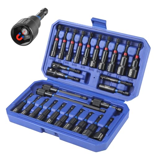 WORKPRO 27 PCS Magnetic Nut Driver Set, Impact Drill Driver ...