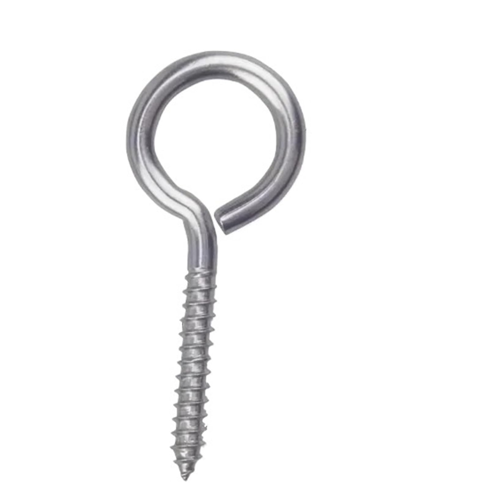 TRRYUIP Eye Hooks Stainless Steel Eye Hooks Screw in Bolts Heavy Duty Lifting Ring Screws Wood Self Tapping Metal Eyelet Bolt(M6x80,6PCS)