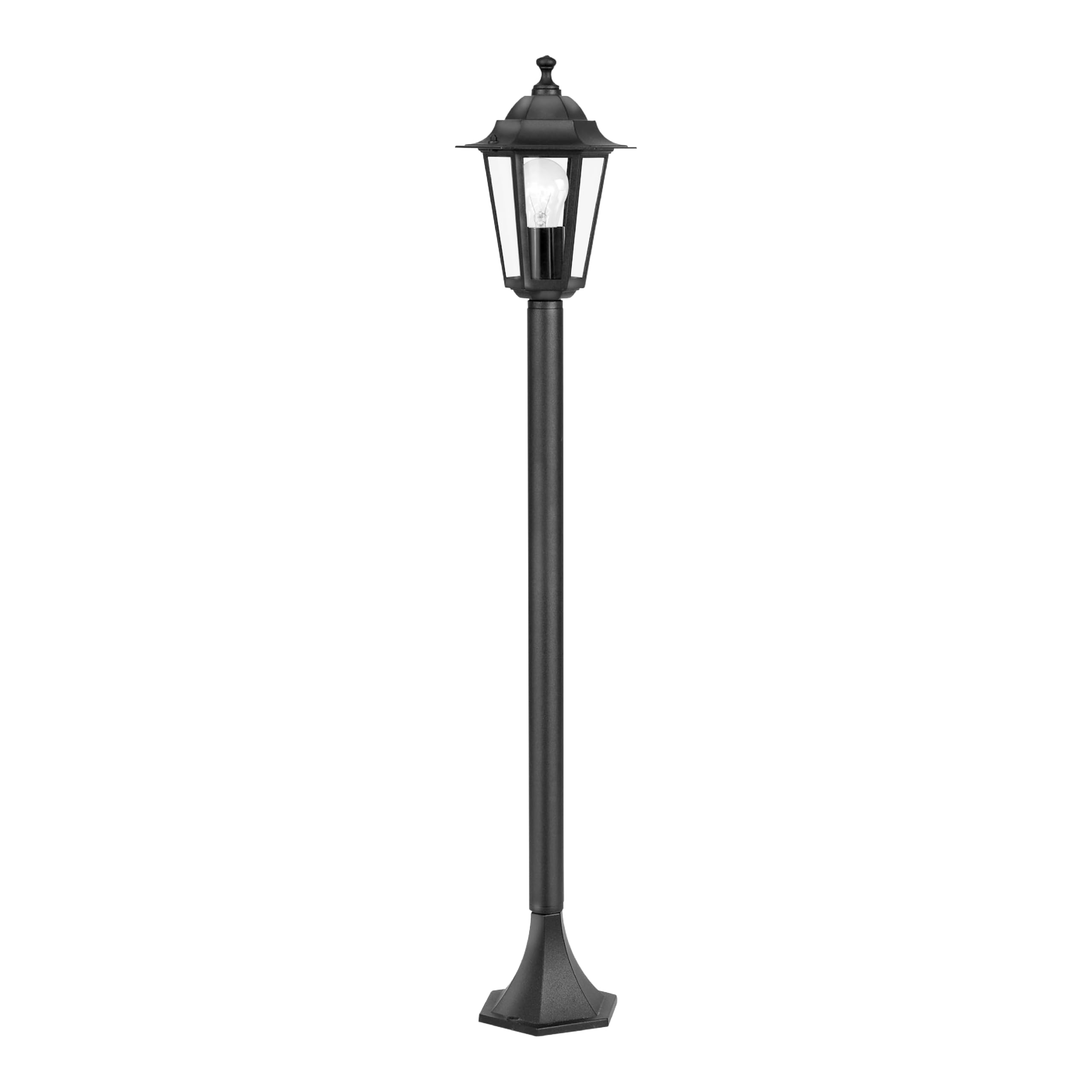 Eglo Laterna 4 Outdoor lamppost, Victorian Style Street lamp, Electric Garden and Driveway Light, cast Aluminium and Glass, Black Lantern, E27 Socket, IP44