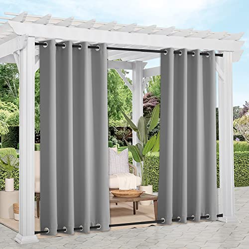 NICETOWN Outdoor Curtains Sunblock with Rustproof Grommet Top and Bottom 2 Panels, Thermal Insulated Fixed Windproof Blackout Outdoor Curtain Drapes P