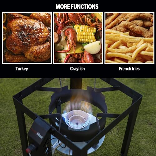 Image of OuterMust 30 QT. Outdoor Fryer 50,000 BTU Turkey Fryer Set and Seafood Boil with Perforaed Basket, Ideal Outdoor Cooker for Turkey, Crawfish, Crab, Shrimp, Lobster for Thanksgiving Gathering