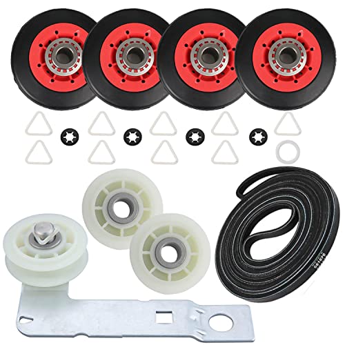 4392067 Dryer Repair Kit & W10837240 Dryer Idler Pulley by Seentech, Includes WPW10314173 Drum Roller, 661570V Belt, 279640 Idler Pulley Compatible Whirlpool Kenmore (2pcs 279640)