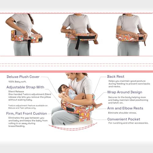 Image of Wakefit Foam Nursing Pillow for Breastfeeding & Baby Care | Ideal for Newborn with Adjustable Strap | 100% Cotton Removable Cover | Super Soft Foam for Posture Comfort | Jungle Zoo