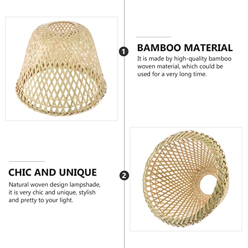 Bamboo Lampshade Handmade Weave Lighting Natural Wicker Chandelier Bamboo Lamp Shade For Pendant Light, Light Fixtures Ceiling Hanging For Living Room Kitchen #TOP4
