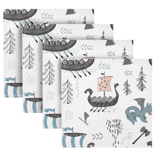 Servilletas de Tela YETTASBIN Viking Ships Set x6 50.5 cm miniatura 5