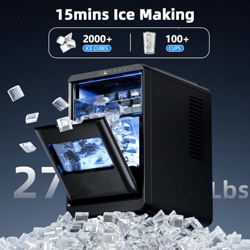 Image of Antarctic Star Crescent Ice Maker, Slow-Melting Countertop Ice Maker, 27 Lbs /24H, 16Pcs in 15Mins, Self-Cleaning,24-Hour Timer, for Home /Kitchen /Office /Party
