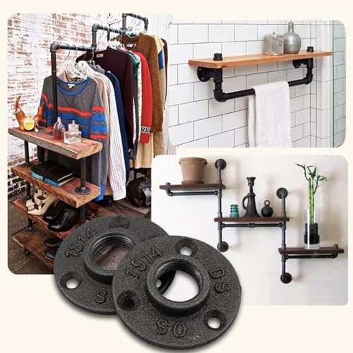 Bohaner Rohrflansch Schwarz Flansch 10 Stück 3/4\ mit 3 Löchern BSP Metallgewinde Flansch Rohrhalterung Temperguss für Industrierohre, Möbel, Bar, Restaurant, Hotel und DIY Handwerk Deko