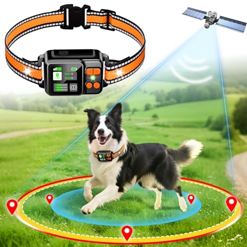 DJNFGQ GPS Wireless Dog Fence System, Electric Electric Dog Fence Using GPS Electric Satellite Technology, IPX7 Waterproof Rechargeable Design, GPS Dog Collar has 2 Modes Circular and Free-Form Fence by DJNFGQ - Used condition