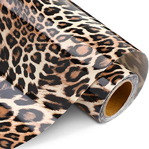 Halloween Leopard Patterned Heat Transfer Vinyl Iron on HTV Vinyl Animal Print Heat Transfer Vinyl for T-Shirt Hats Decoration DIY Craft Projects (10 Inch x 10 Feet)