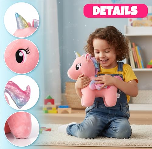Image of Zest 4 Toyz Unicorn Soft Toy for Girls (30 cm) | Rainbow Horn Unicorn Toy | Cute Stuffed Animal Plush Toy | Baby Toys | Cuddly Teddy Bear for Kids | Birthday Gift for Girls - Multicolor (Pack of 1)