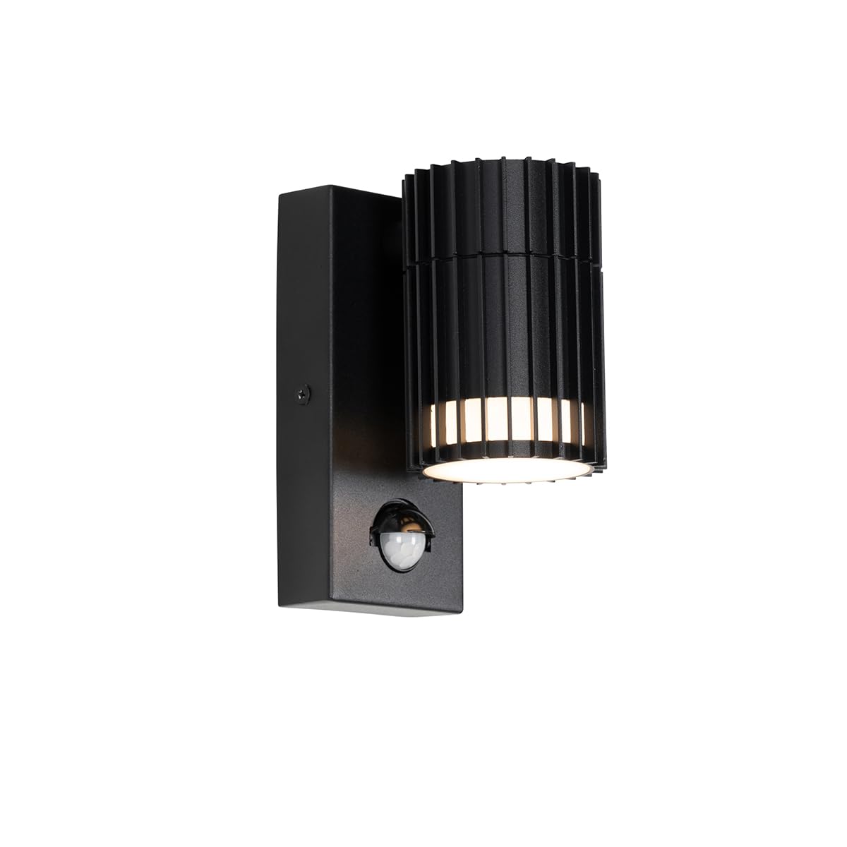 Qazqa - Design Outdoor Wall Light Black with Motion Sensor IP44 - Boris Garden- - Design - Suitable for LED GU10 | 1 Light - Aluminium Security Light - Suitable for