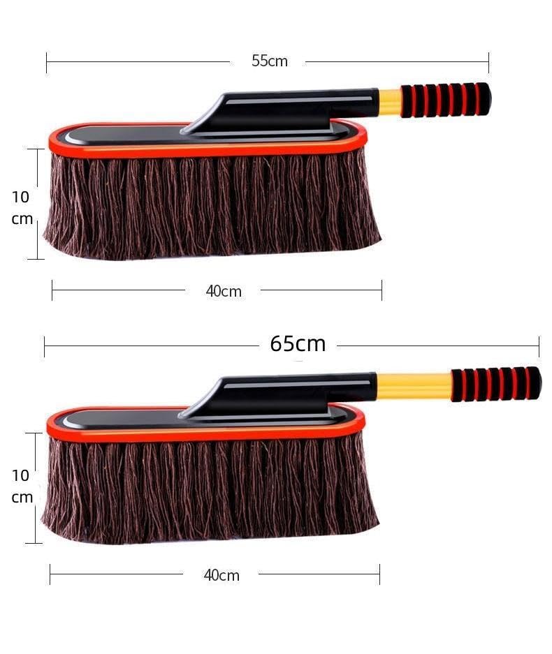 Image of DETACHI Microfiber Car Duster with Extendable Handle and Wax Treated Cotton Strands:Scratch Free, Lint Free Cleaning Tool for Wet & Dry Dusting, Polishing, Washing for Bike, Car, Truck, Office-Brown