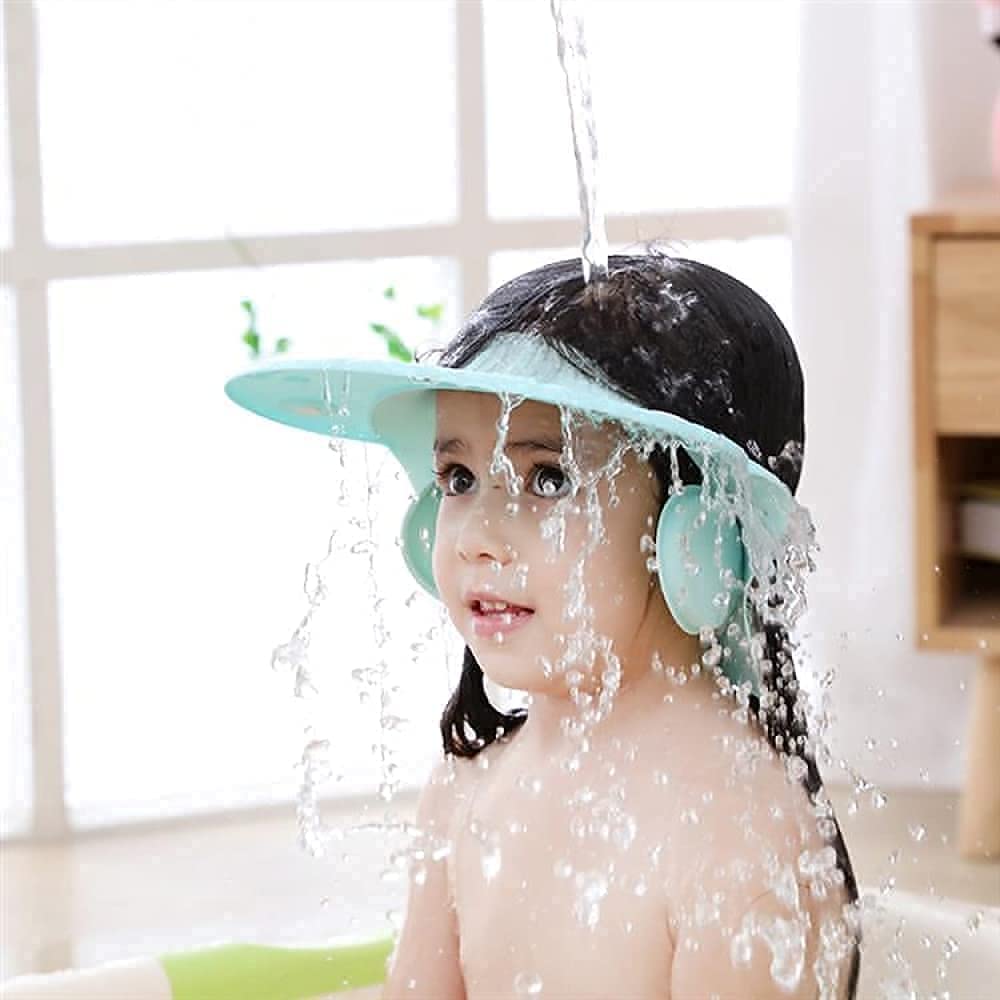 Qureza Adjustable Hair Wash Hat for Newborn Infant Eye and Ear Protection Safe Children Kids Shampoo Shield Bath Head Cover Kids Shower Cap (Set Of 2)