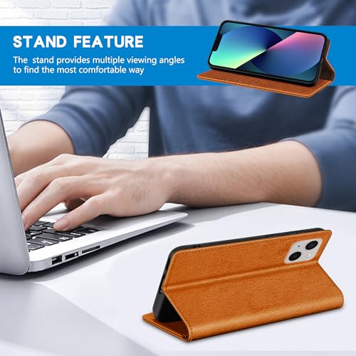 Image of ZZXX for iPhone 13 Mini Wallet Case Strong Magnetic 5.4 inch,Brown