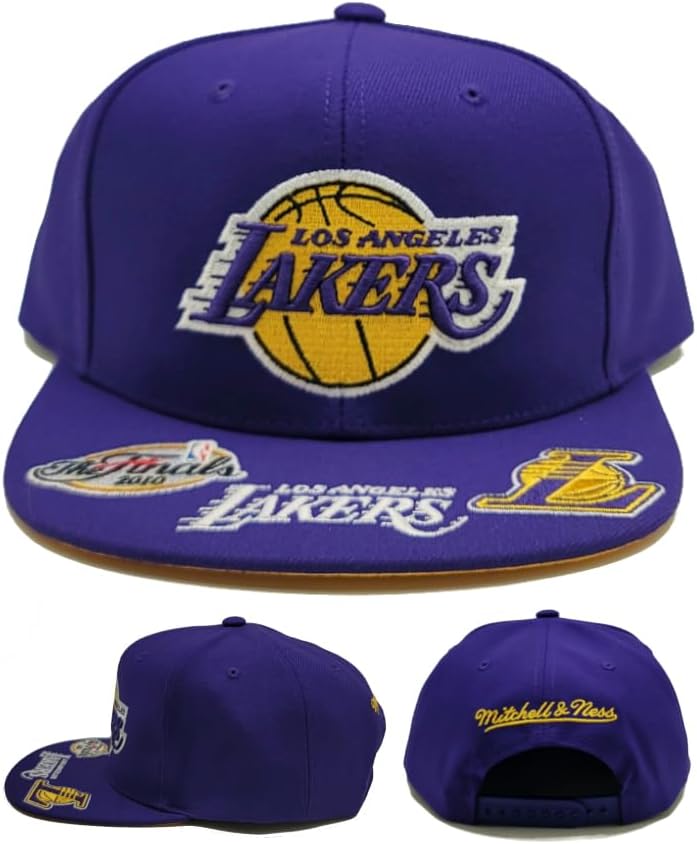 Mitchell & Ness Los Angeles Lakers New Front Face Purple Gold Era Snapback Hat Cap