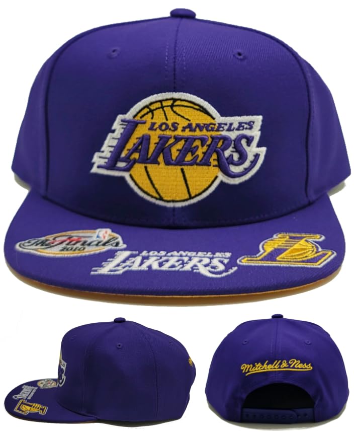 Mitchell & Ness Los Angeles Lakers New Front Face Purple Gold Era Snapback Hat Cap