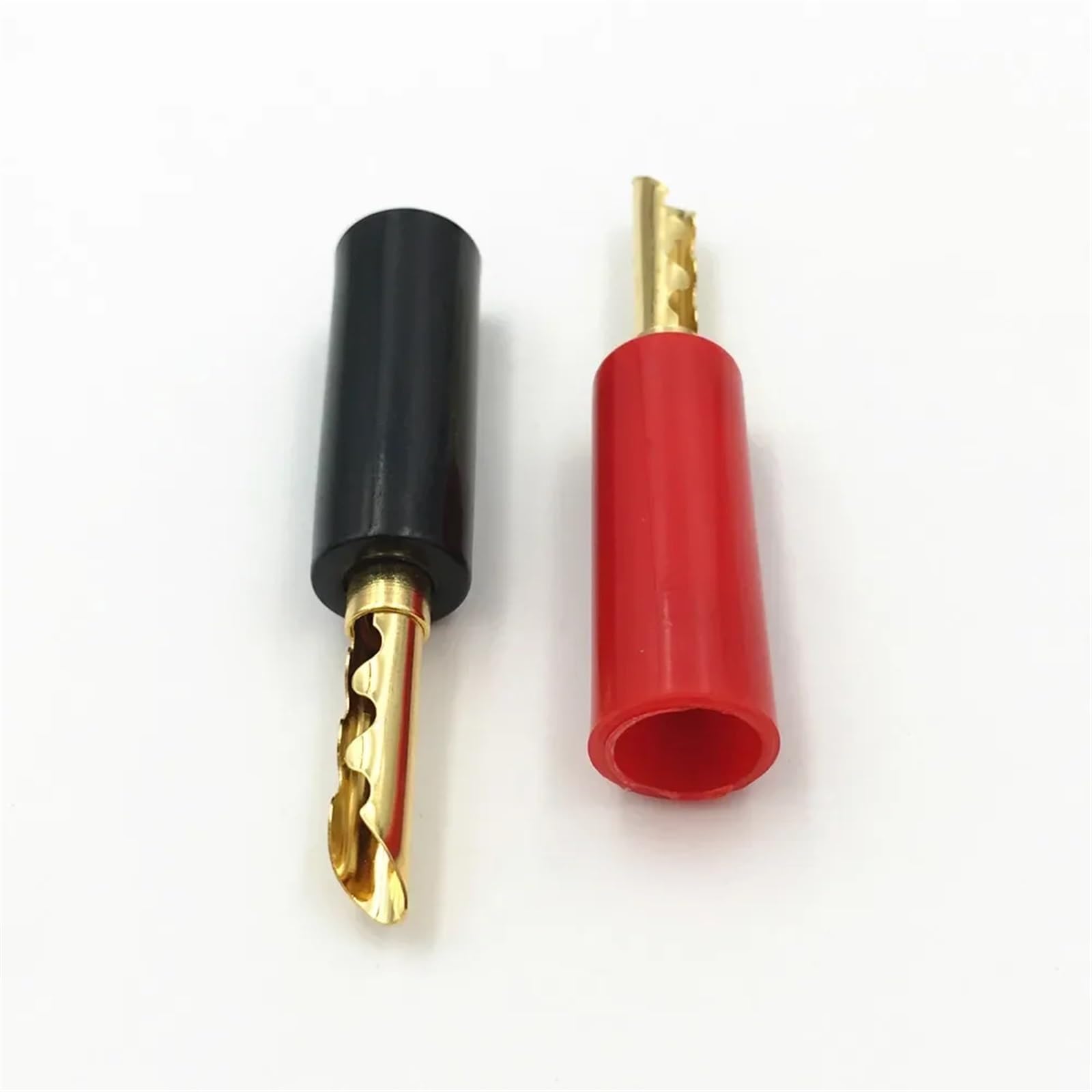 Lot de 20 fiches Bananes mâles plaquées Or de 4 mm for Haut-Parleur, connecteur de Tube de Fil Audio Silencieux, câble à vis et Fil(Red)