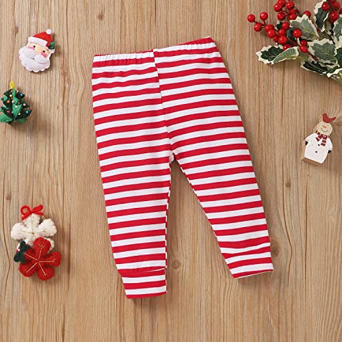 Image of HIHA Infant Toddler Baby Girl Christmas Outfit Ruffle Long Sleeve My First Christmas Dress Pants Clothes Set Plaid Santa Baby