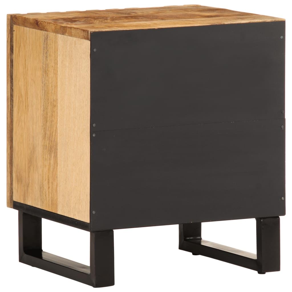 vidaXL Nachttische 2 STK., Nachttisch mit Stauraum Metallbeine, Nachtschrank für Schlafzimmer, Nachtkommode Nachtkonsole, Raues Massivholz Mango