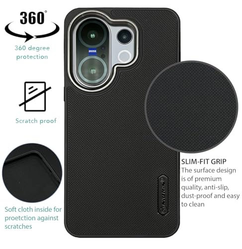 Image of Back Cover Case Compatible for Vivo X200 FE 5G (Textured Grip Design | Camera Protetion | Slim and Light Weight | Soft Touch and Feel | Black)