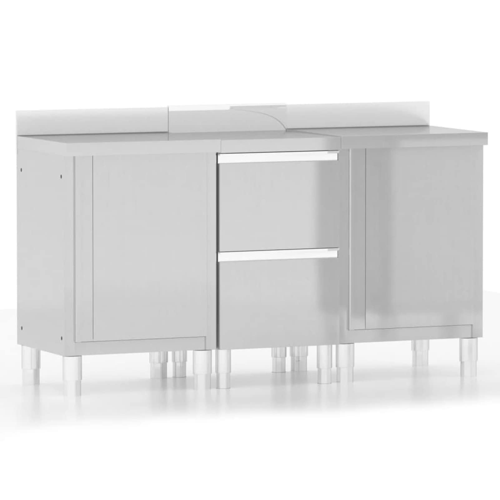 Homgoday Armadi da cucina commerciale, 3 pezzi, in acciaio inox, armadio e armadio con 2 cassetti per sala da pranzo, soggiorno, ristorante, hotel