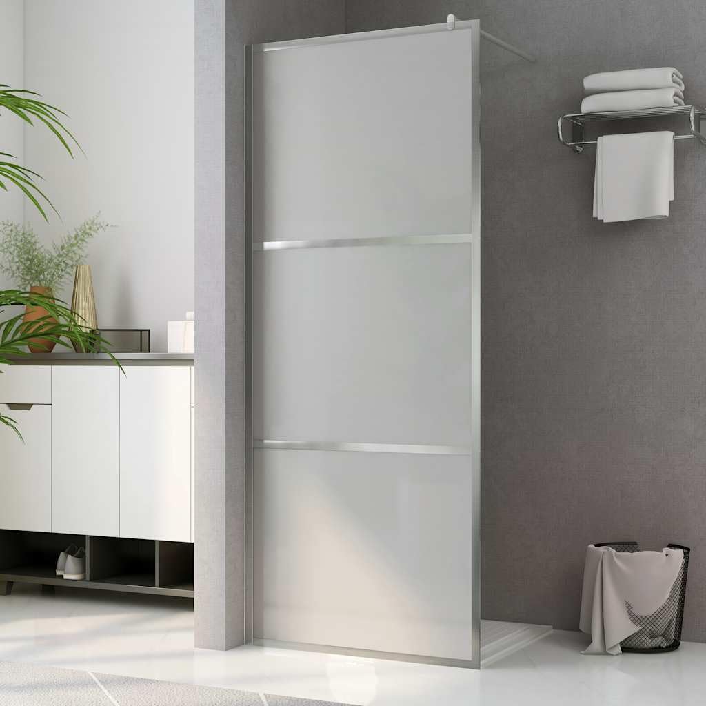 Mampara de ducha de cristal templado totalmente mate, 140 x 195 cm, 5 mm de grosor, con perfil ajustable, marco de aluminio y barra de apoyo, protección contra salpicaduras para baño y ducha
