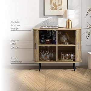 LuxenHome 35" Accent Cabinet, Buffet Cabinet with Storage, Mid Century Modern Small Storage Cabinet, Bar Liquor Sliding Door Sideboard Cabinet for Kitchen, Living Room, Entryway, Light Brown LuxenHome 35 Accent Cabinet Buffet Cabinet with Storage Mid Century Modern Small Storage Cabinet Bar Liquor Sliding Door Sideboard Cabinet for Kitchen Living Room Entryway Light Brown