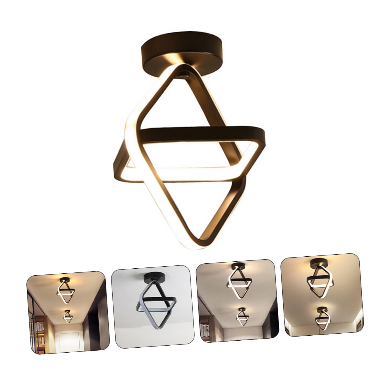 Gatuida Kreative LED Deckenleuchte 6000k für Esszimmer und Veranda Quadratisch aus Acryl und Eisen Einfach zu Bedienen Praktisch 5-10㎡ Schwarz Modernes Design