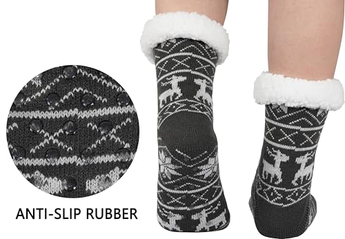 Image of BenSorts Women Thick Christmas Slipper Socks Non Slip Grippers Size 6-10
