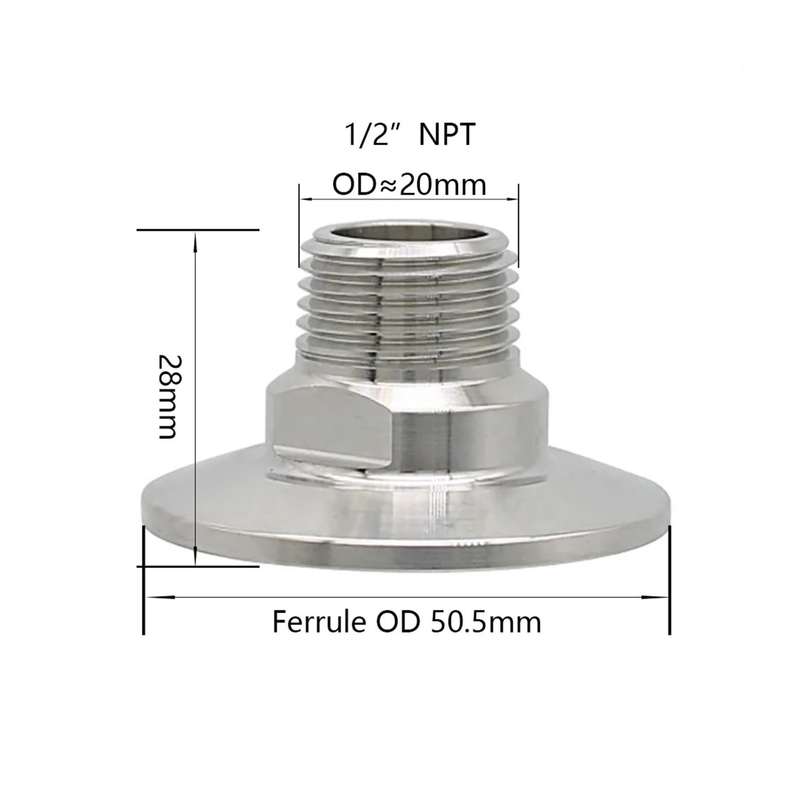 Zewnętrzny gwint NPT ze stali nierdzewnej 304 do tulejki z trzema zaciskami, złącze rurowe adaptera(1l4 inch-64mm)
