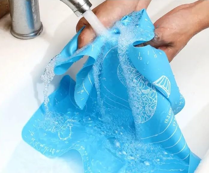 Image of LivingBasics 50x40 cm Silicone Roti Rolling Mat for Kitchen Non-Stick Chapati Dough Aata Kneading Mat with Measurement Guides /Food Grade Pad for Roti, Pizza, Paratha & Pastry (Blue, Pack of 1)