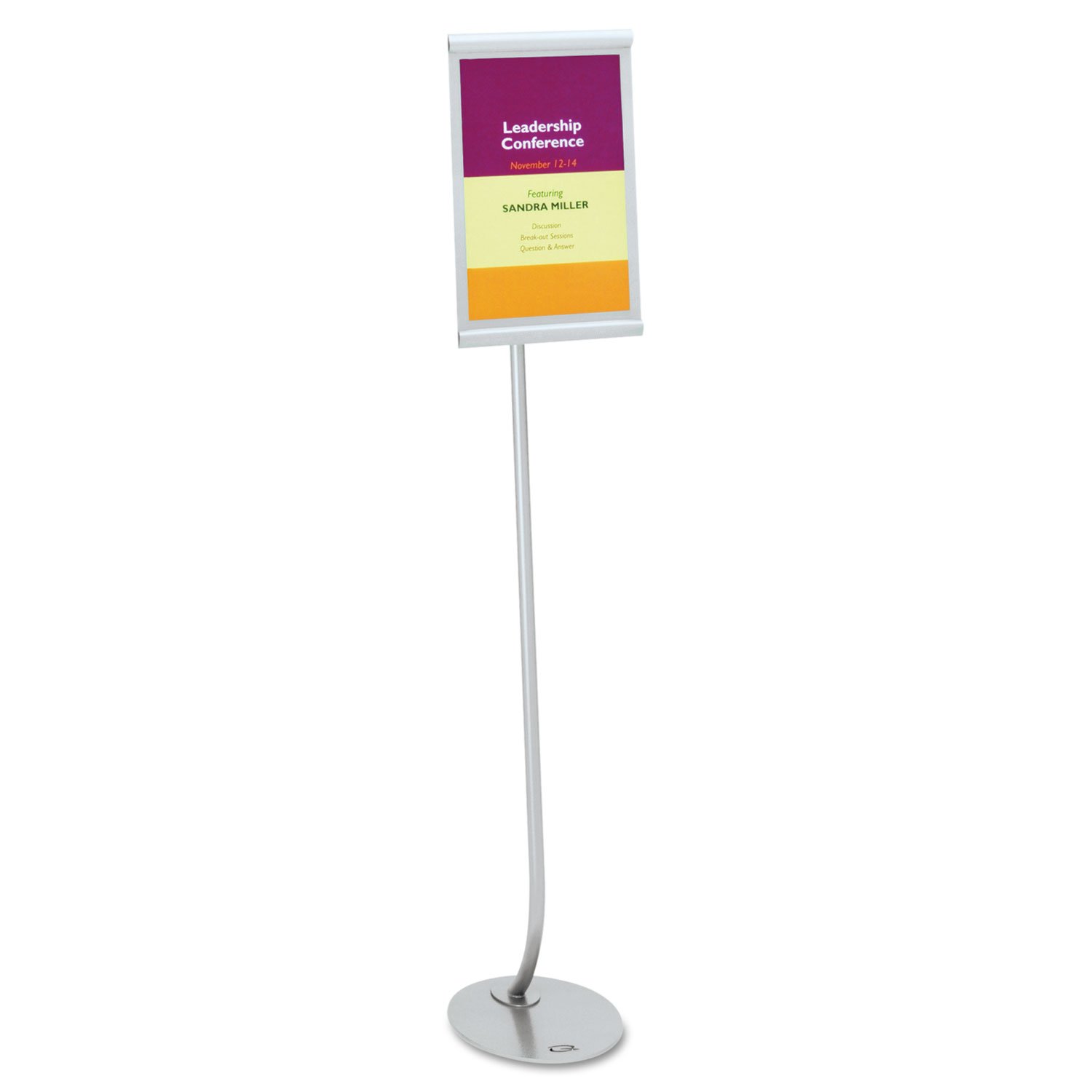 Quartet 7922 Sign Stand, Landscape/Portrait, 9-1/2-Inch x14-Inch x59-Inch, Silver