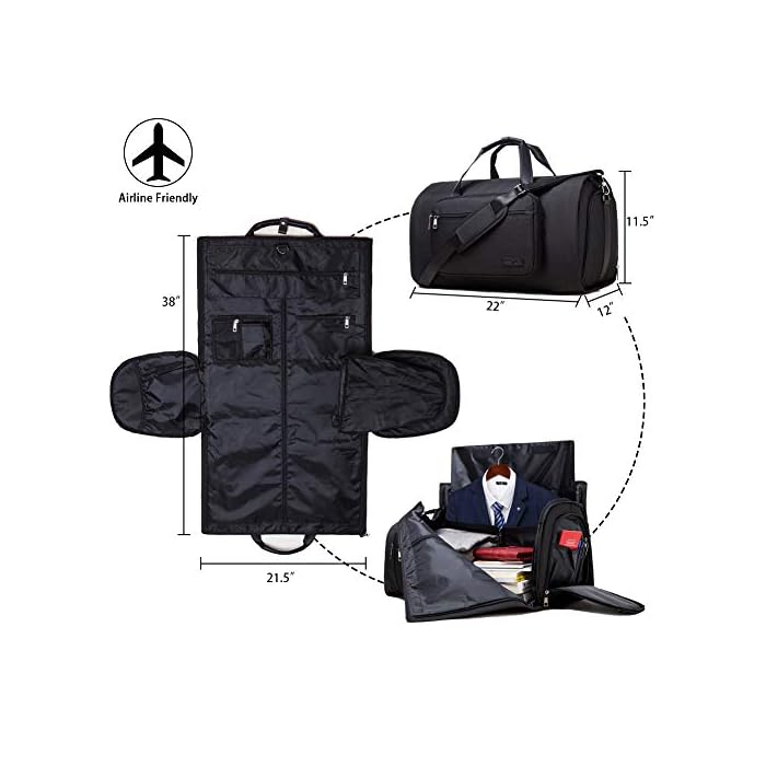 Carry on Garment Bags Convertible 2 in 1 Suit Travel Bag with Shoes Compartment Shoulder