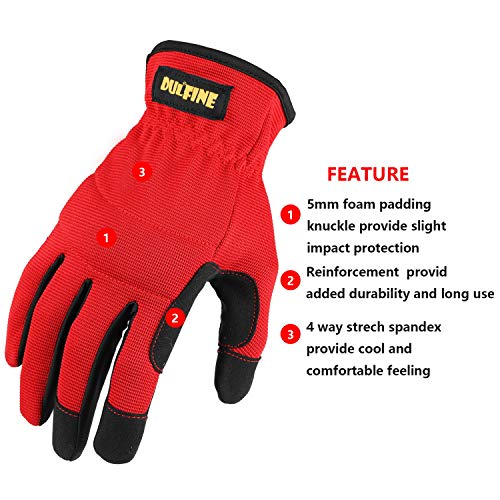 Dulfine High Performance Work Gloves For Men(3 Pairs Pack), High Dexterity Touch Screen For Multipurpose,Excellent Grip (Medium) #TOP1