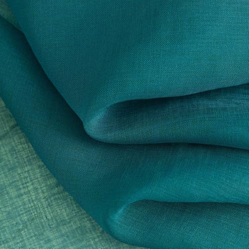 Image of MYSTIC-HOME Green Sheer Curtains 45 Inch Long 2 Panels, Short Voile Drapes for Kitchen Dinning Small Windows, Light Filtering Sheer Curtains for Living Room Bedroom Bathroom, Rod Pocket, 52 inch Wx45 L