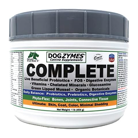Dogzymes Complete - Probiotics, prebiotics, Glucosamine, Chondroitin, MSM and Hyaluronic Acid, Complete Skin and Coat Care (1 Pound) Cover