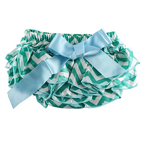 Wennikids Satin Baby Ruffle Bloomers Diaper Covers in a Variety of Colors & Sizes Medium Sky Blue Chevron