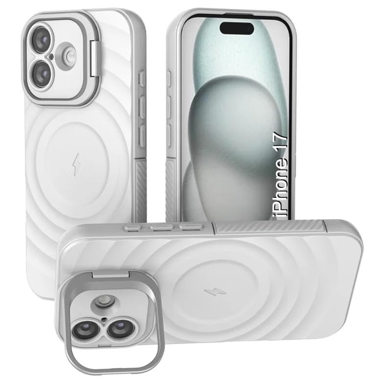 Image of LuxuryKase Shockproof Case for iPhone 17 | Ripple Pattern | Camera Protection | Inner Velvet Fabric Lining | Protective Cover with Enhanced Grip & Wireless Charging Support - White