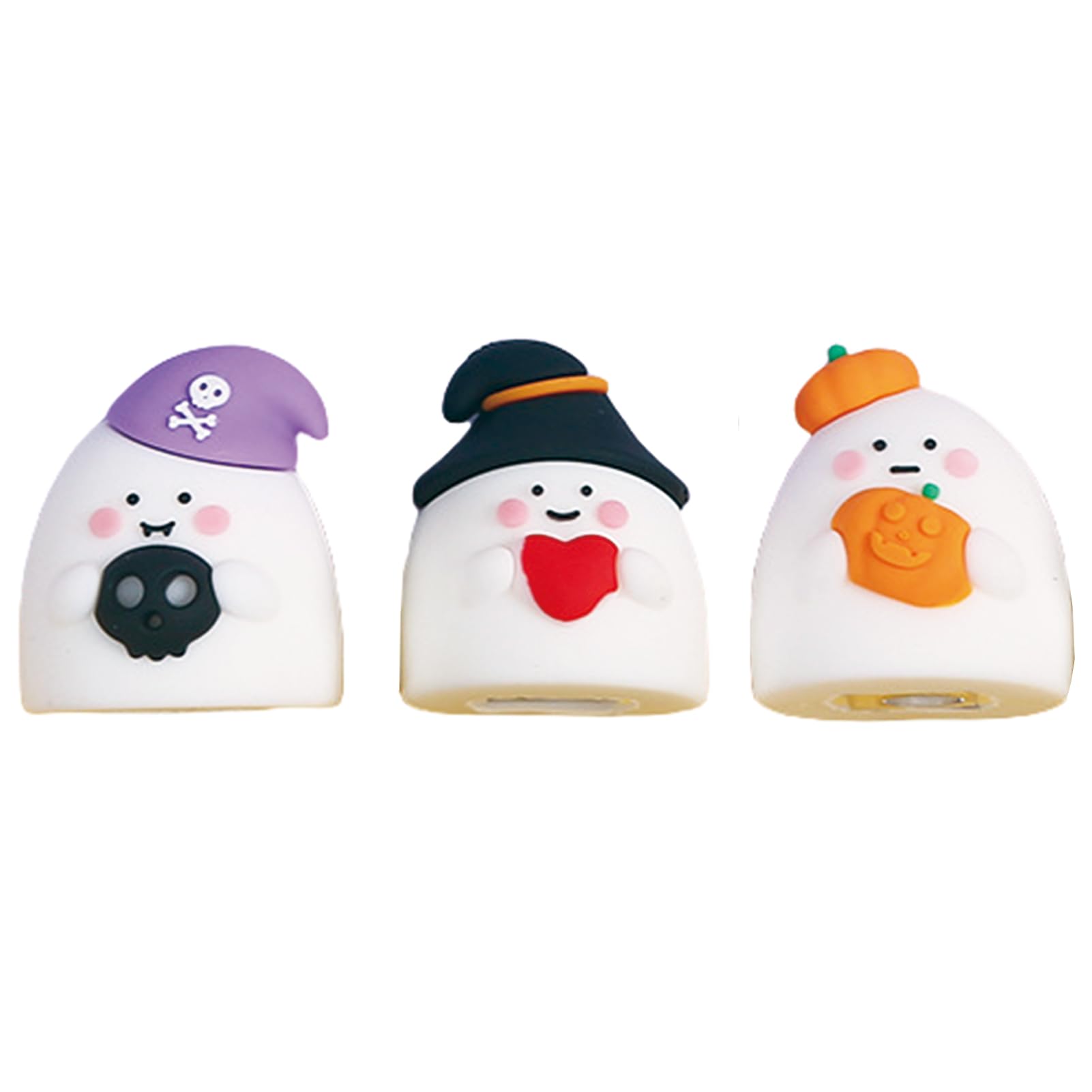 3 Pcs Cute Kawaii PVC Sharpener - Manual Cartoon Pencil Sharpener - Small, Ghost Design - Stationery for School & Office