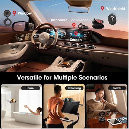 Image of Nulaxy Car Mobile Holder for Dashboard Vacuum Suction180 Rotate Phone Holder Wiper, Mount Hand Handle Cleaning FreeVacuum Wiper Rotate Magnetic Cell Phone Stand