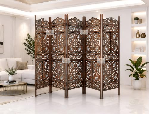 Image of Partition for Living Room,Divider,Partition Wall Room Divider Screen Separator, Wall Panel Divider for Hall | Bedroom |Office | Puja Room | Restaurant S Design (5 Panel Antique)