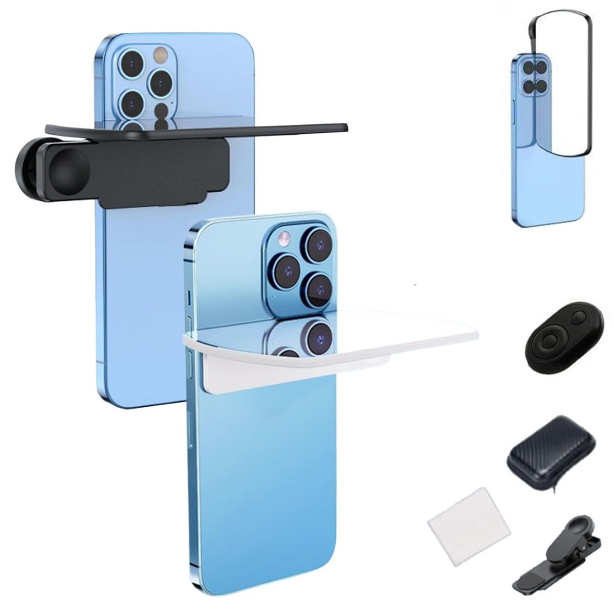 Spiegeleffekt-Objektiv – Erfassen Sie Sofort Atemberaubende Reflexionen, Spiegelreflexions-Clip-Kit Für Smartphone-Kameras, Verstellbare Klappspiegel Aus HD-Glas Für Smartphone-Fotografie